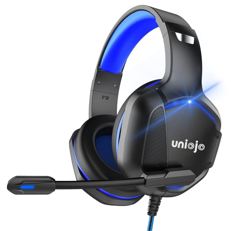 Best Noise-Canceling Gaming Headset with Mic for PC, Laptop, Mac, Xbox Series X/S, PS5, PS4, Nintendo Switch - Wired Over-Ear Headphones with Surround Sound, LED Lights & Memory Foam Ear Cushions (Black) - Perfect for Competitive Gaming, Streaming & Long Gaming Sessions