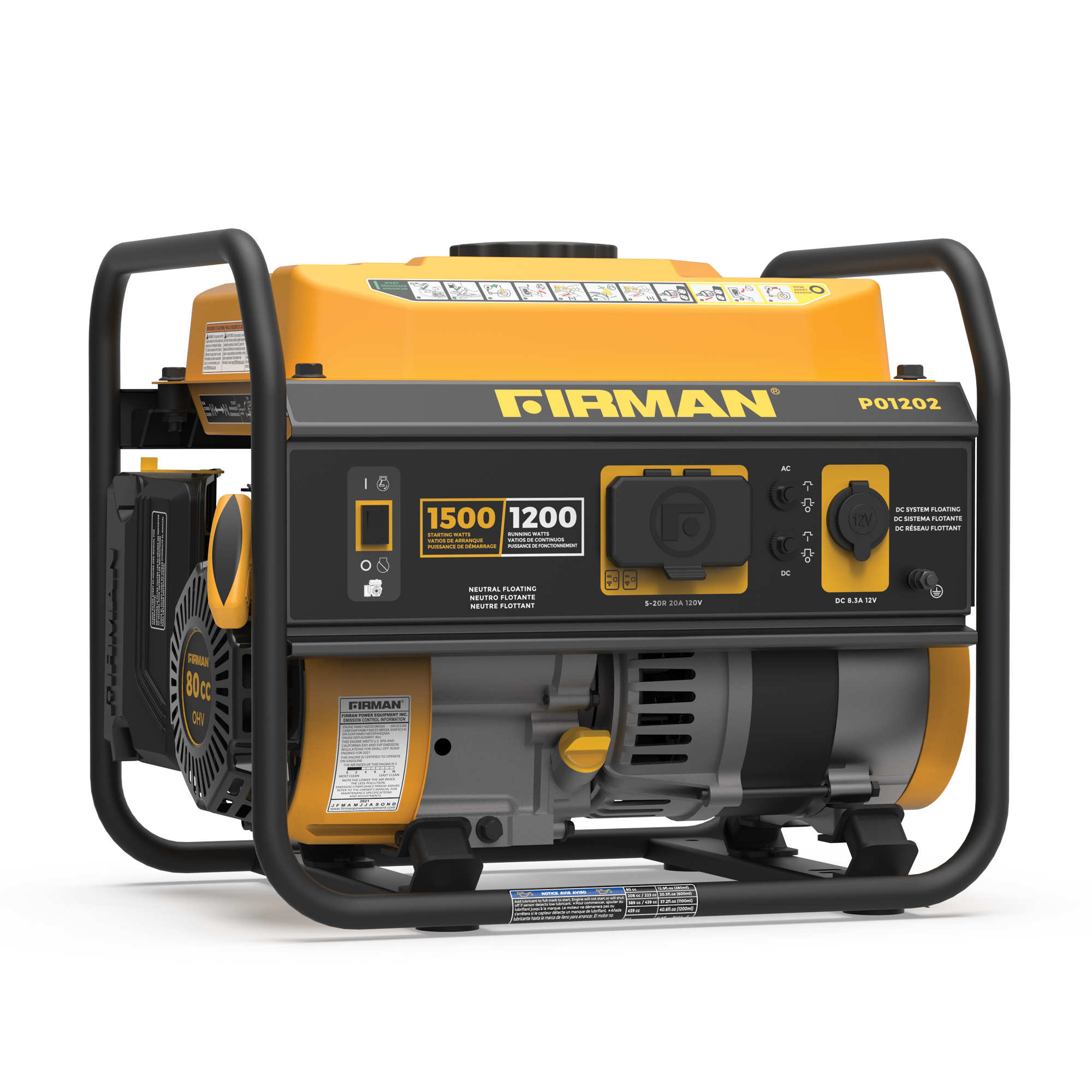1500W Portable Gas Generator with Recoil Start - Reliable Power for Camping, Emergencies & Outdoor Activities