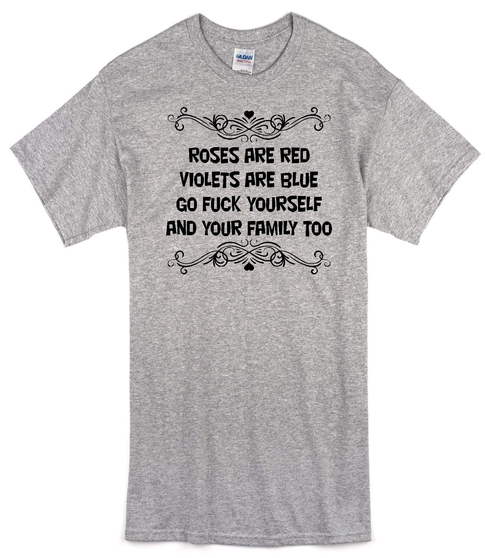 Roses Are Red Gray T-Shirt for Men - Soft Cotton Vintage Graphic Tee - Perfect for Casual Wear, Date Nights & Gifts