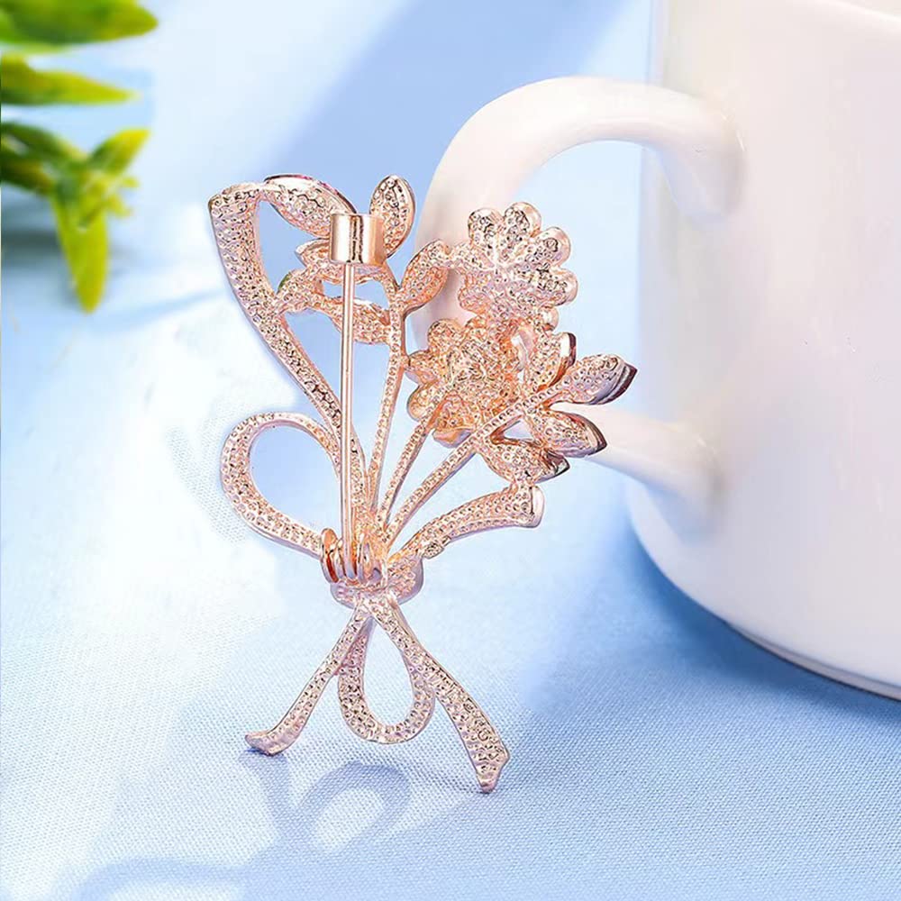 Elegant Floral Crystal Rhinestone Brooch Pin for Women - YEFUNLIY Wedding Bouquet Corsage, Fashion Accessory for Bridal, Prom, Party & Special Occasions