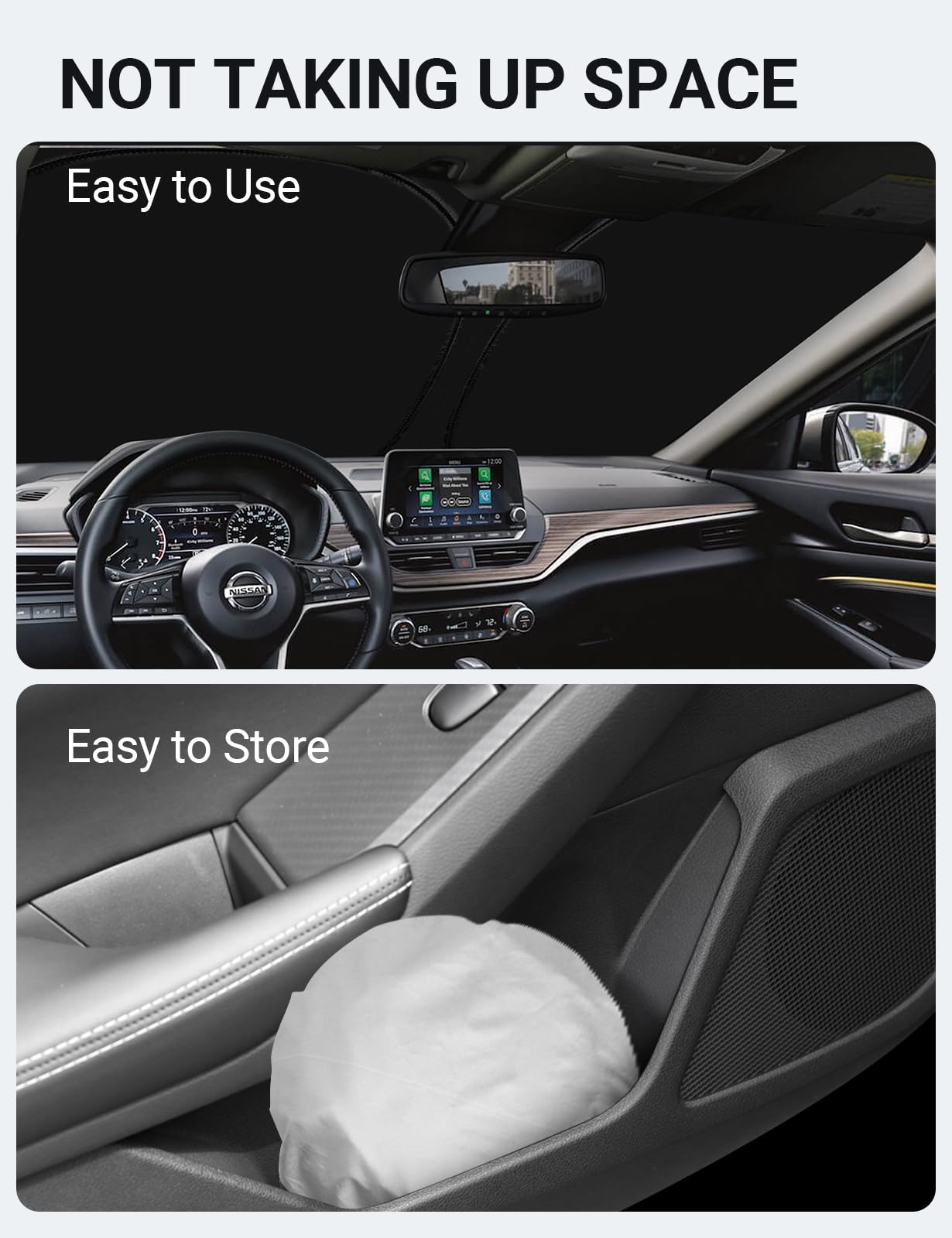 Custom Fit 2019-2025 Nissan Altima Foldable Front Windshield Sunshade - UV Protection & Heat Shield for Car Interior, Perfect for Summer Parking & Road Trips