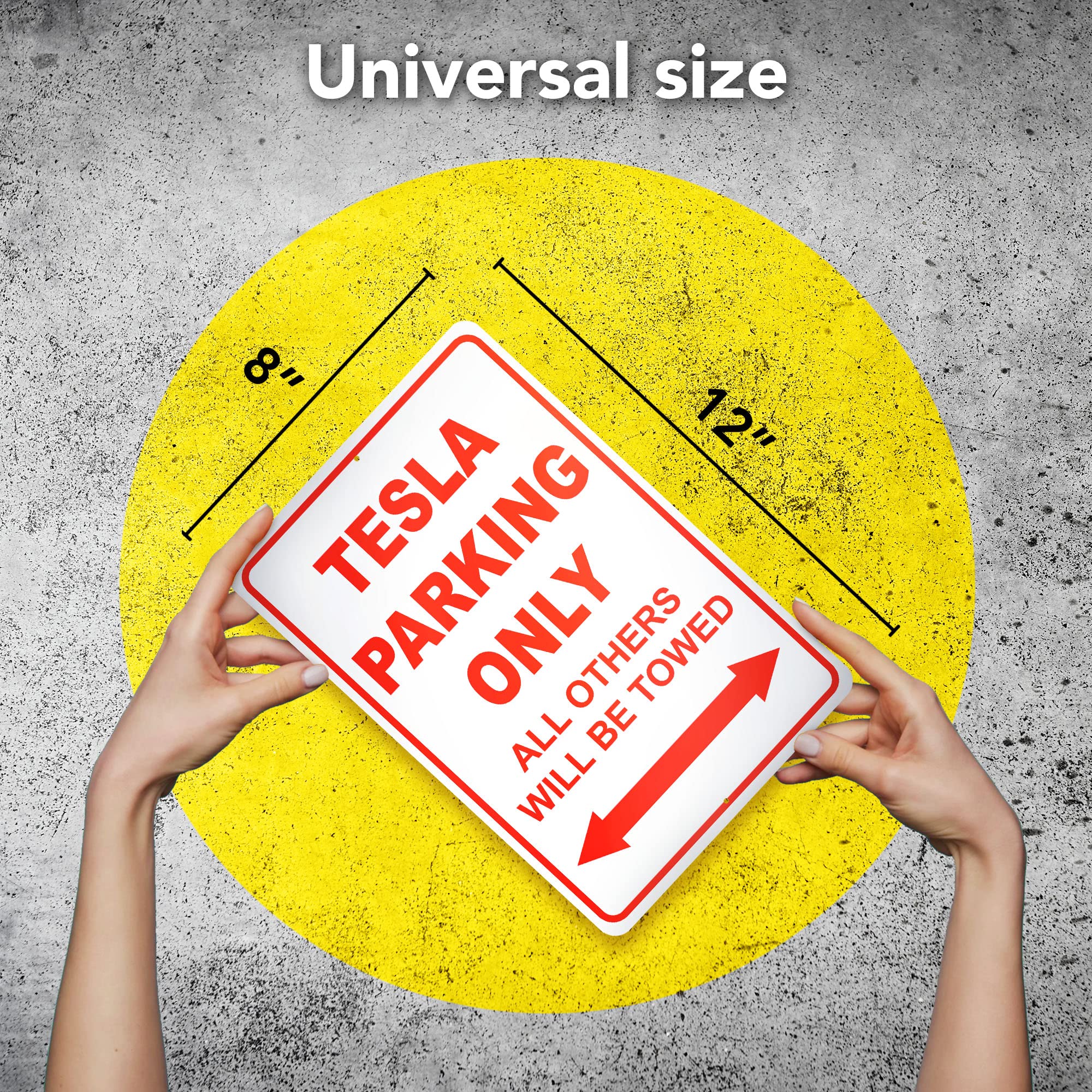 Tesla Parking Only Sign - 8x12 Inch Durable Aluminum Garage Sign - Perfect Gift for Tesla Owners & Enthusiasts - Weatherproof Outdoor Tesla Sign - Unique Tesla-Themed Gift for Men - Ideal for Garage, Man Cave, or Office Decor