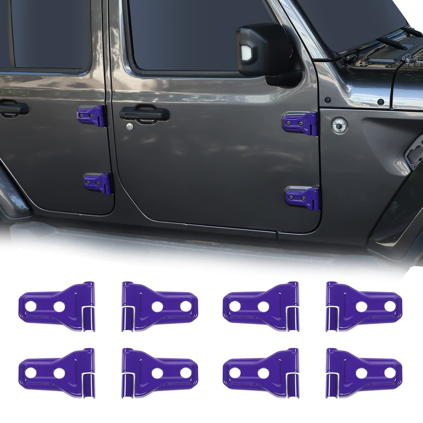 Jeep Wrangler JL JLU & Gladiator JT Door Hinge Covers - Purple Exterior Accessories (8-Pack) | Fits 2018-2020 Models | Durable Protection & Stylish Decoration for Off-Road Adventures