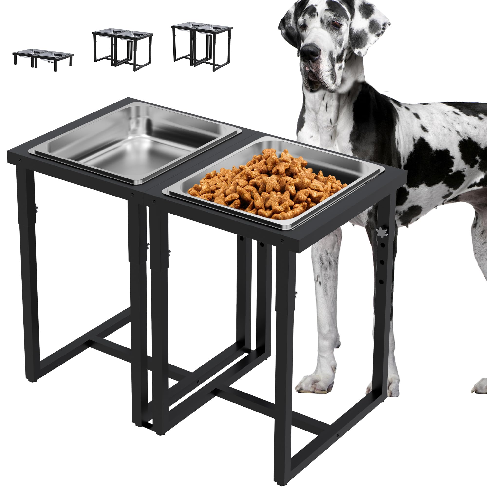 **Adjustable Elevated Dog Bowl with Sturdy Metal Stand - Spacious & Deep Design for Large Dogs - Perfect for Dining, Feeding & Joint Health**