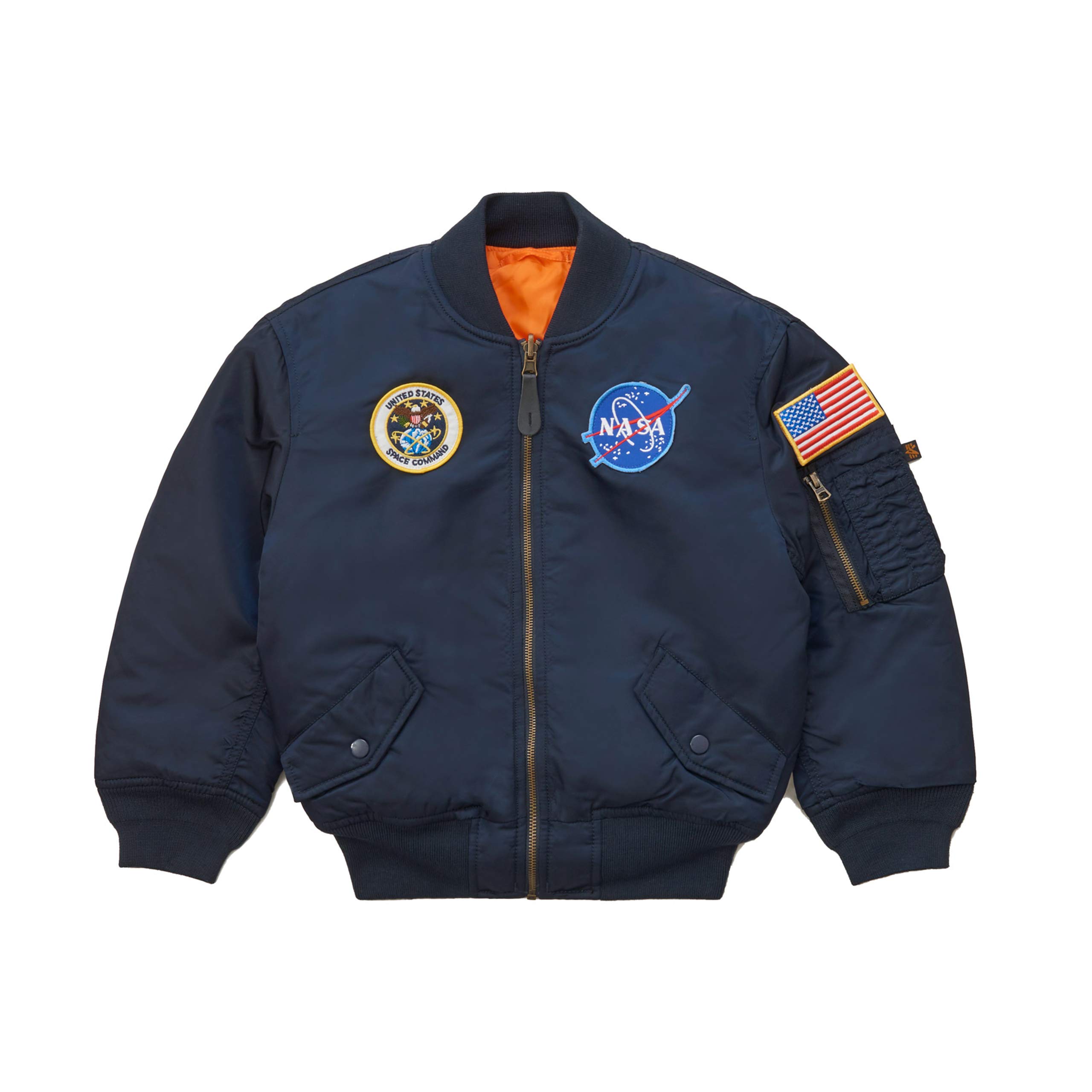 Alpha Industries Big Boys' Nasa MA-1 Bomber Jacket - Lightweight Waterproof Flight Jacket for Teens & Youth - Perfect for School, Outdoor Adventures & Streetwear Fashion