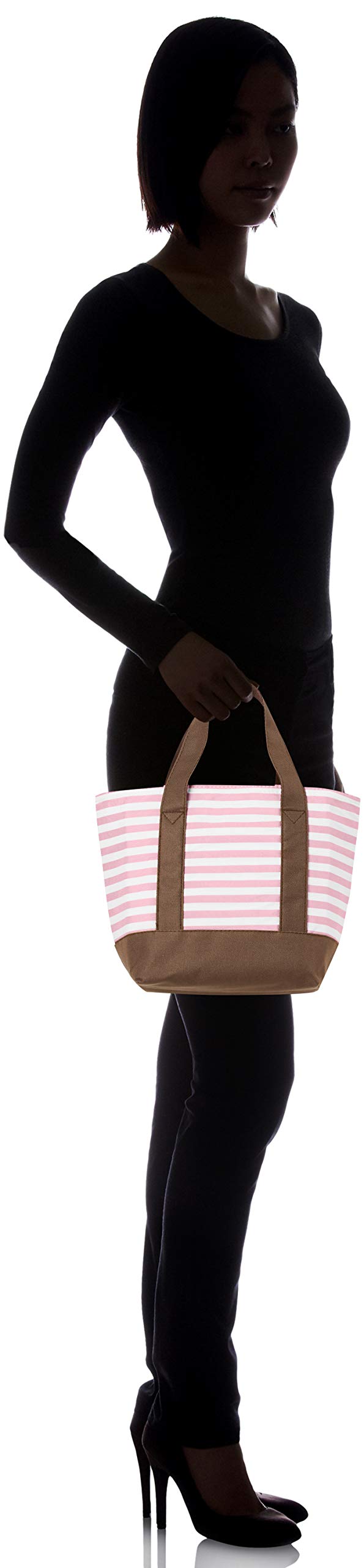 OFS 1903-4W82 Insulated Tote Lunch Bag with Border Pattern in Safety Pink - Perfect for Work, School, Picnics & Grocery Shopping
