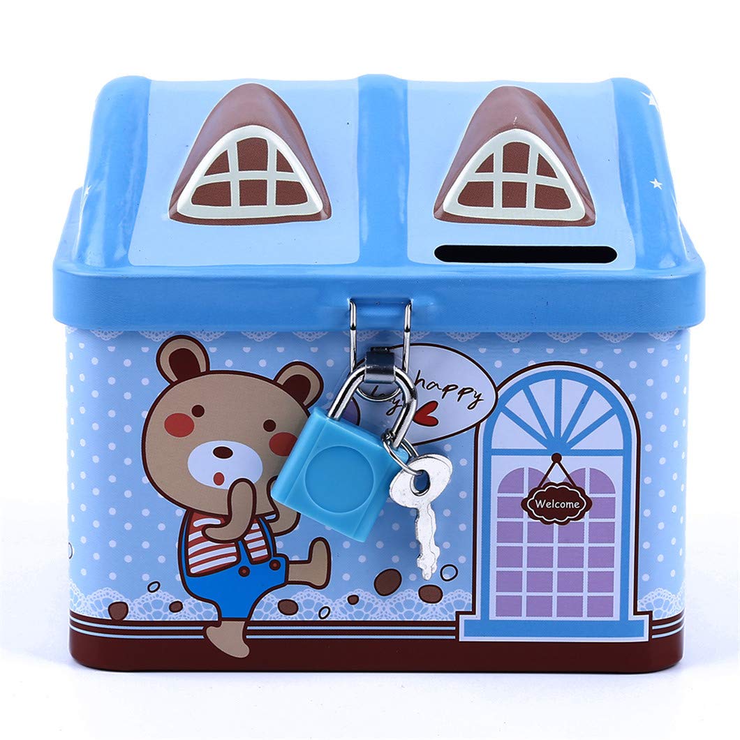 Creative Metal House-Shaped Piggy Bank with Key Lock - Money Saving Coin Box for Kids & Adults - Secure Cash Storage for Home Decor & Gifts