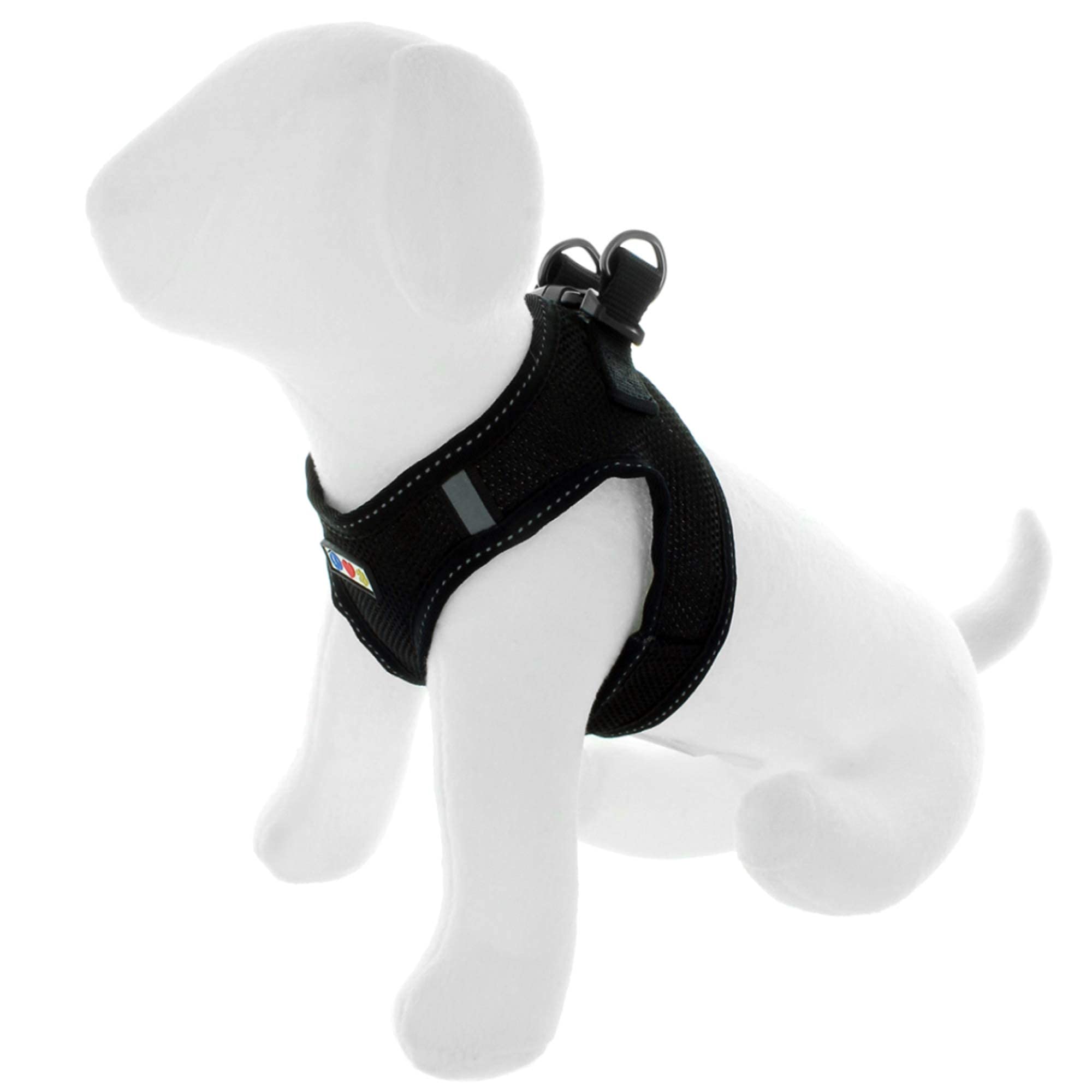 Pawtitas Reflective Mesh Dog Harness, Collar & Leash Set for Small Dogs - Black | Adjustable & Durable Pet Walking Gear for Outdoor Adventures & Night Safety