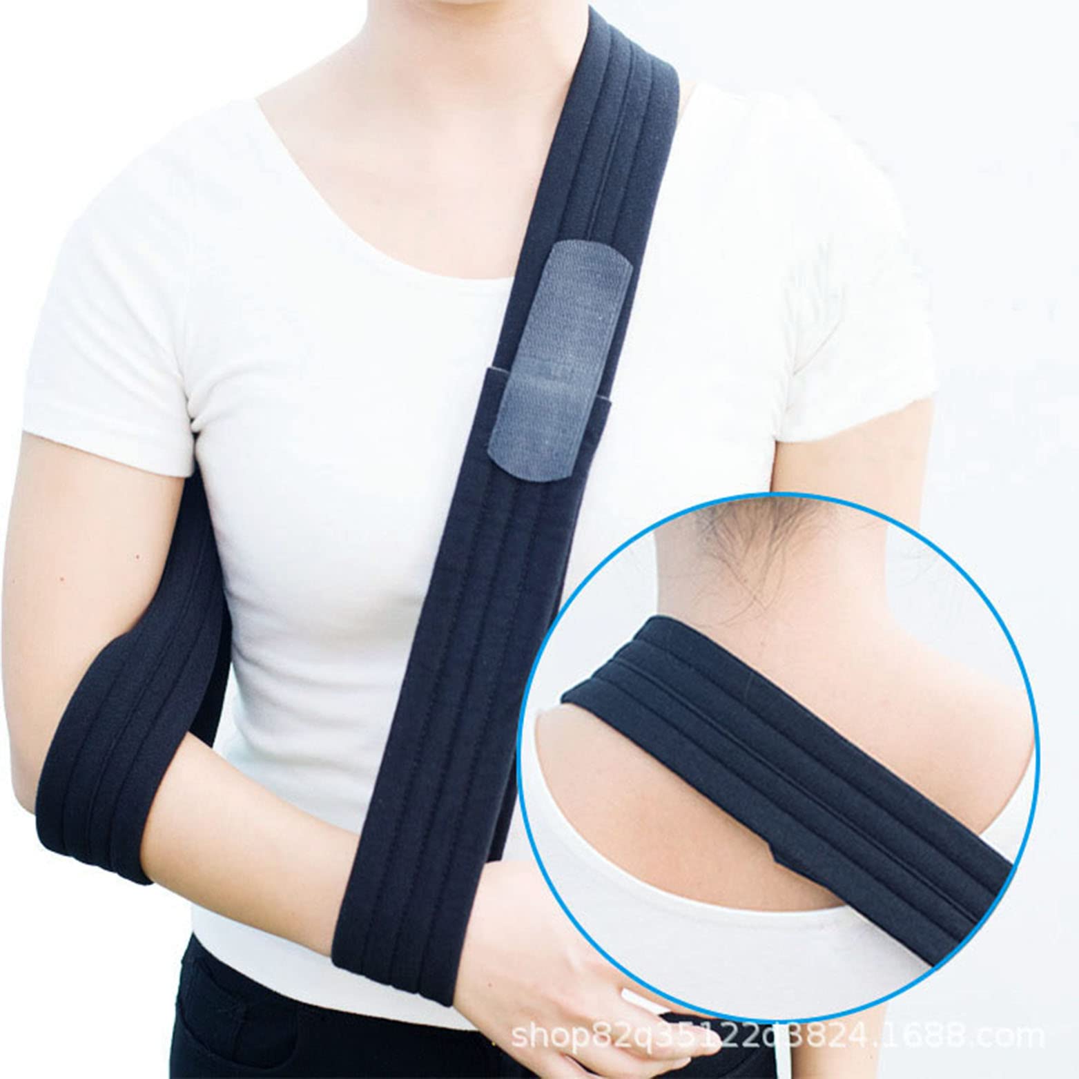 71inch/180cm Adjustable Shoulder Immobilizer Arm Sling - Lightweight & Comfortable Medical Support for Rotator Cuff Tears, Arm Wrist Hand Elbow Injuries, Broken & Fractured Bones (Black) - Ideal for Post-Surgery Recovery, Sports Injuries & Daily Mobility Support
