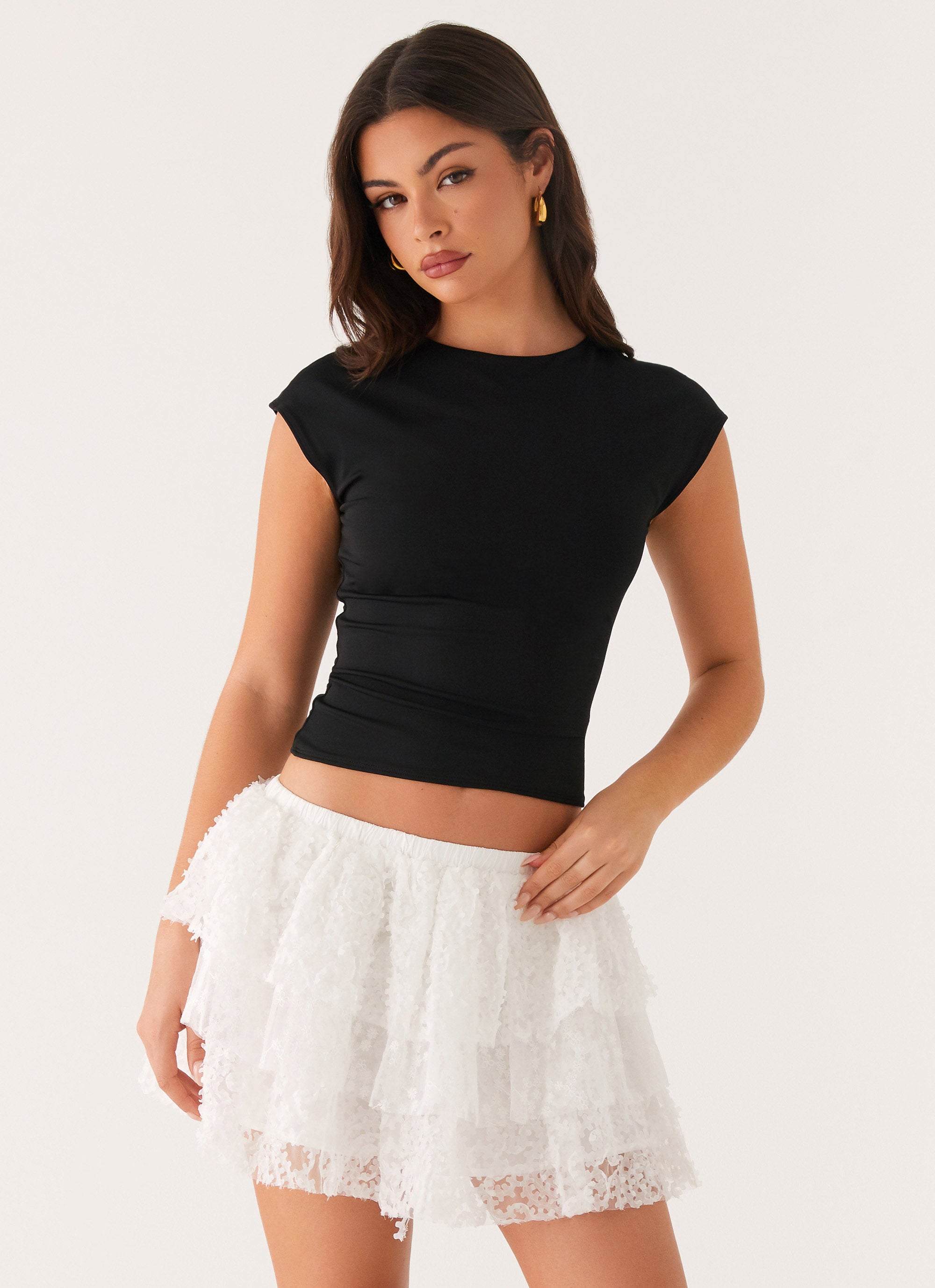 Erin Layered Mini Skirt for Women - White A-Line Denim Skirt | Perfect for Casual Outfits, Summer Dresses & Streetwear Fashion