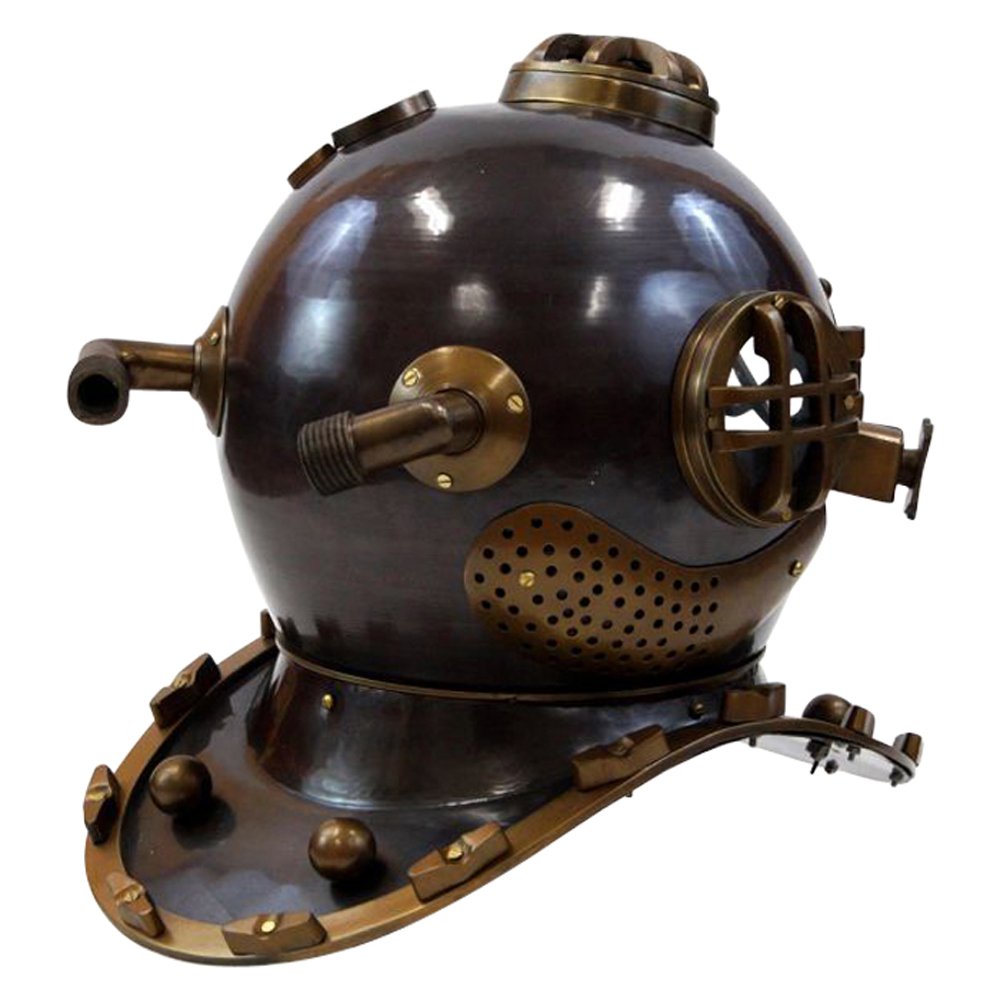 NauticalMart Aluminum Diving Helmet - Professional Mark V Dive Helmet for Scuba Diving, Underwater Exploration & Outdoor Camping Gear | Perfect for Marine Adventures, Shipwreck Diving & Underwater Photography