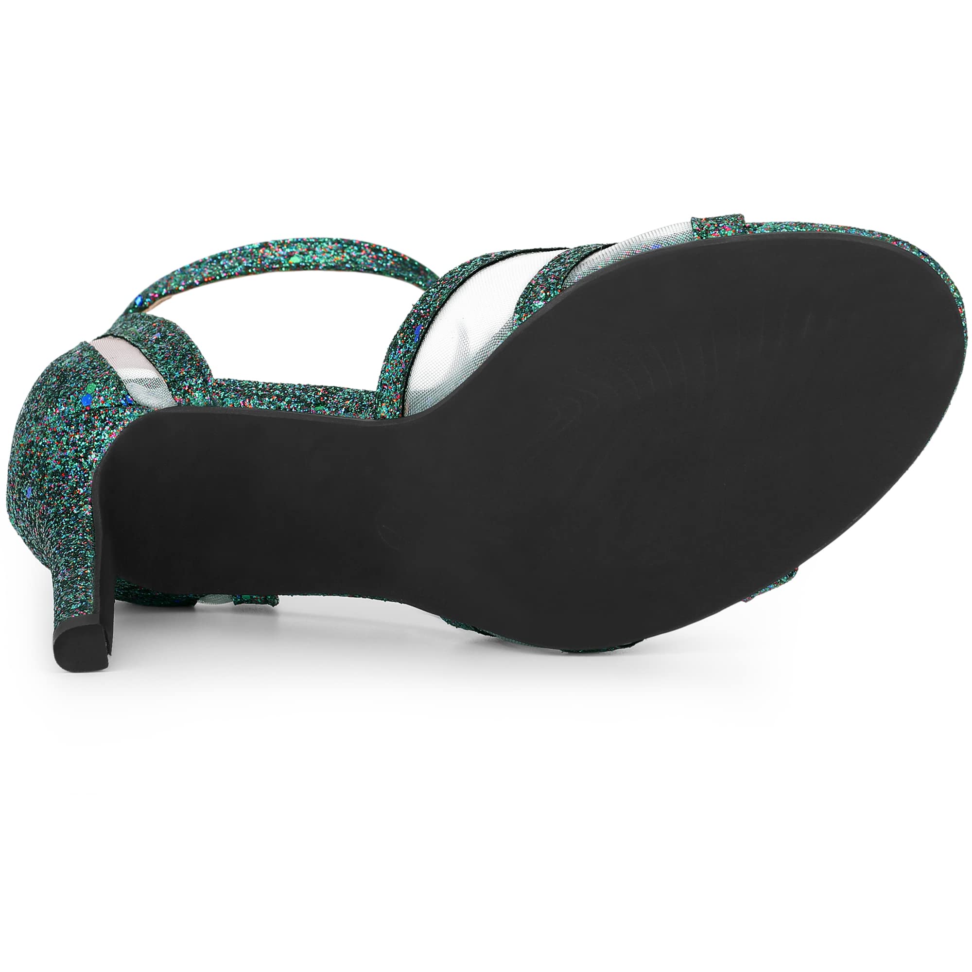 Allegra K Women's Glitter Ankle Strap Stiletto Heel Sandals - Sexy Evening Party Shoes for Prom, Wedding & Special Occasions
