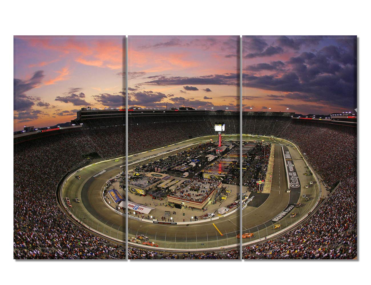 Native American Decor Bristol Speedway Stadium Multi-Panel Canvas Wall Art - Framed Sport Paintings for Modern Home & Office Decor - 60