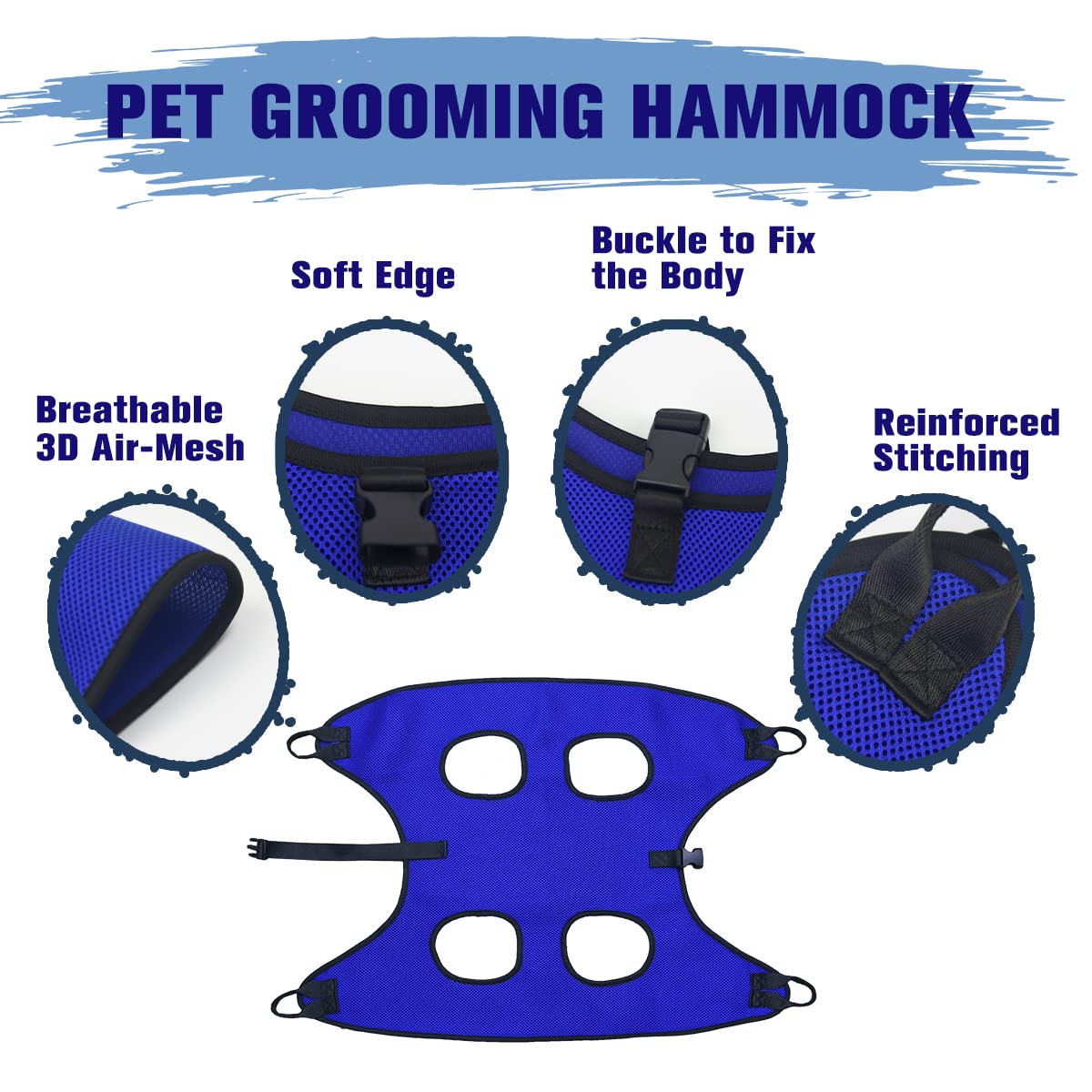 Pet Dog Grooming Hammock for Nail Trimming - Adjustable Hanging Harness for Large Dogs up to 90lbs - Includes Nail Clippers, Nail File & Pet Comb - Perfect for Stress-Free Nail Care & Grooming at Home or Vet Clinic