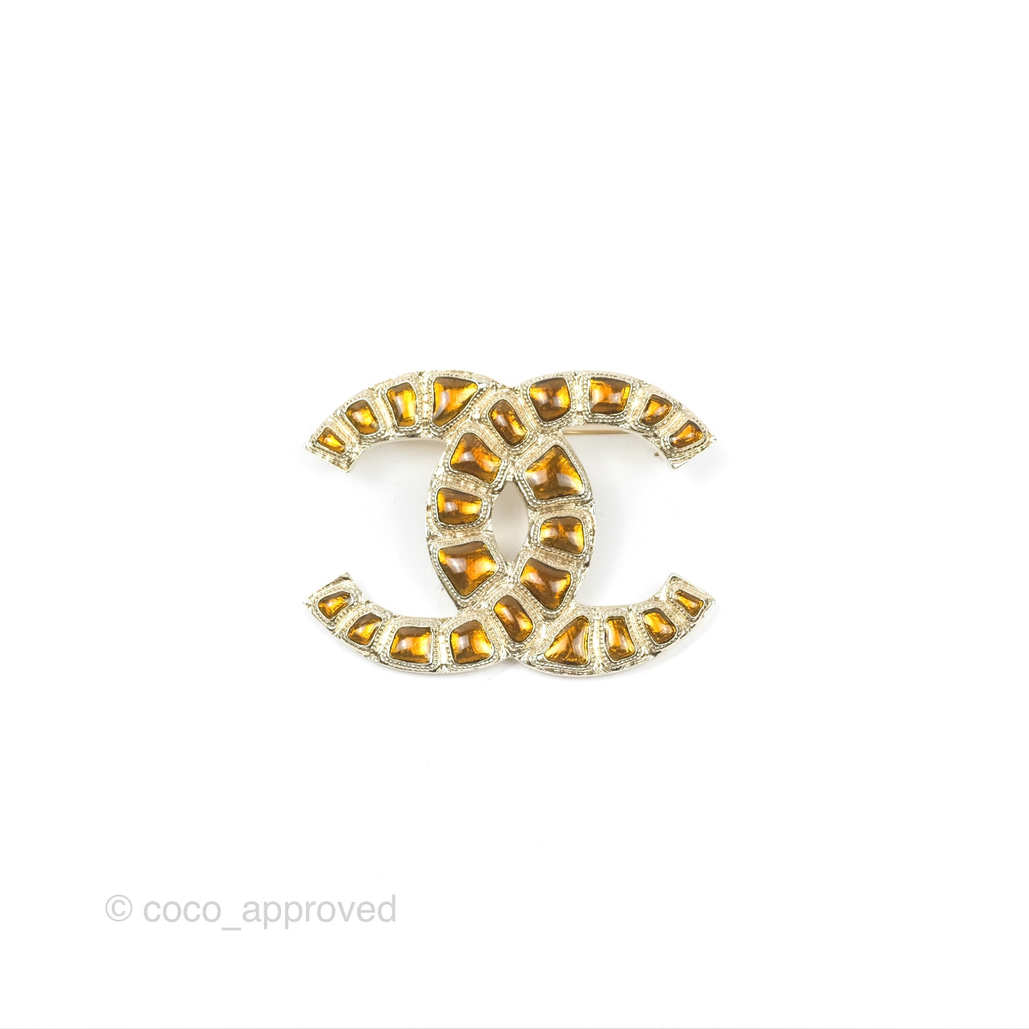 Chanel CC Brown Gripoix Rectangle Brooch Gold Tone 19A - Vintage Fashion Jewelry for Women, Elegant Pin for Blazers, Coats & Handbags - Perfect Gift for Birthday, Anniversary & Special Occasions