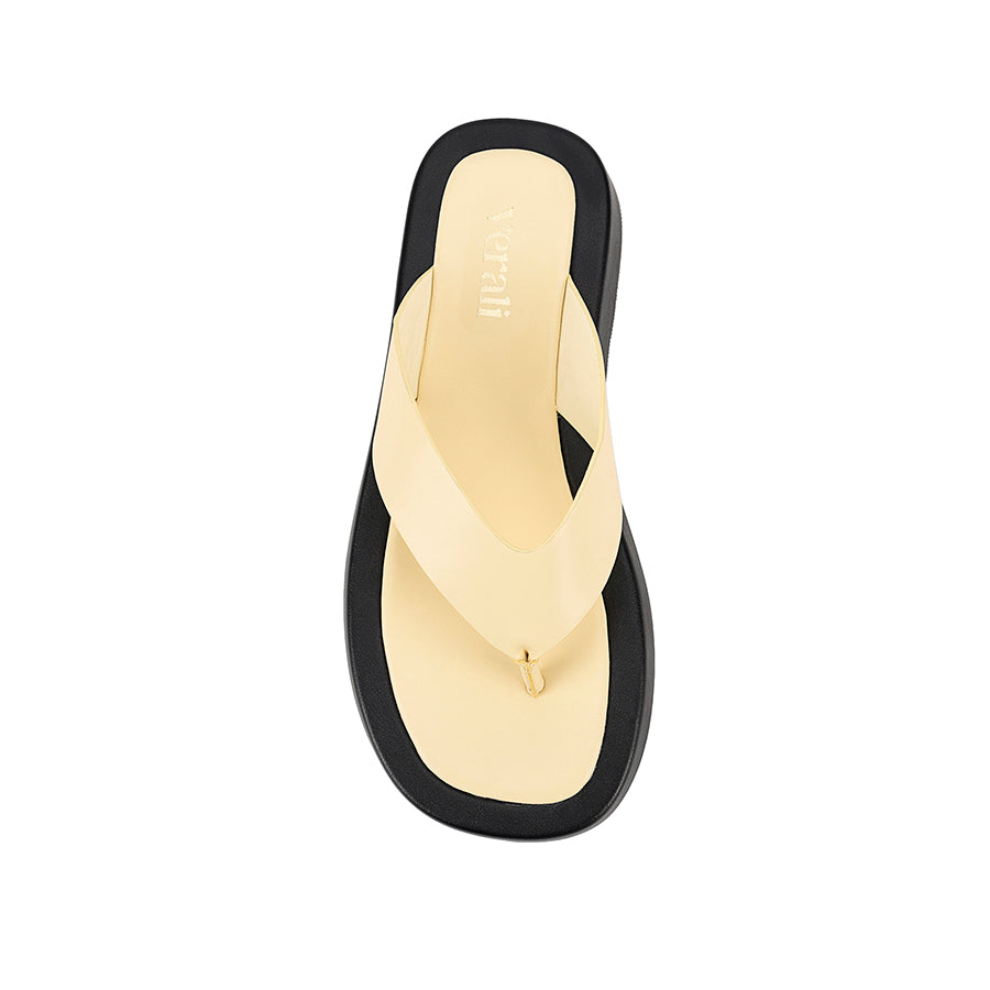 Bouncer II Platform Thongs Sandals - Butter & Black | Comfortable Summer Beach Flip Flops for Women