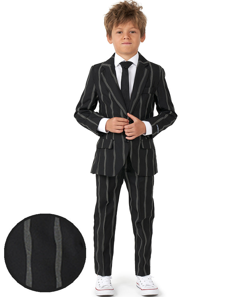 Glow in the Dark Pinstripe Boys Suit - Stylish 20s Costume for Kids Halloween Party & Cosplay Events