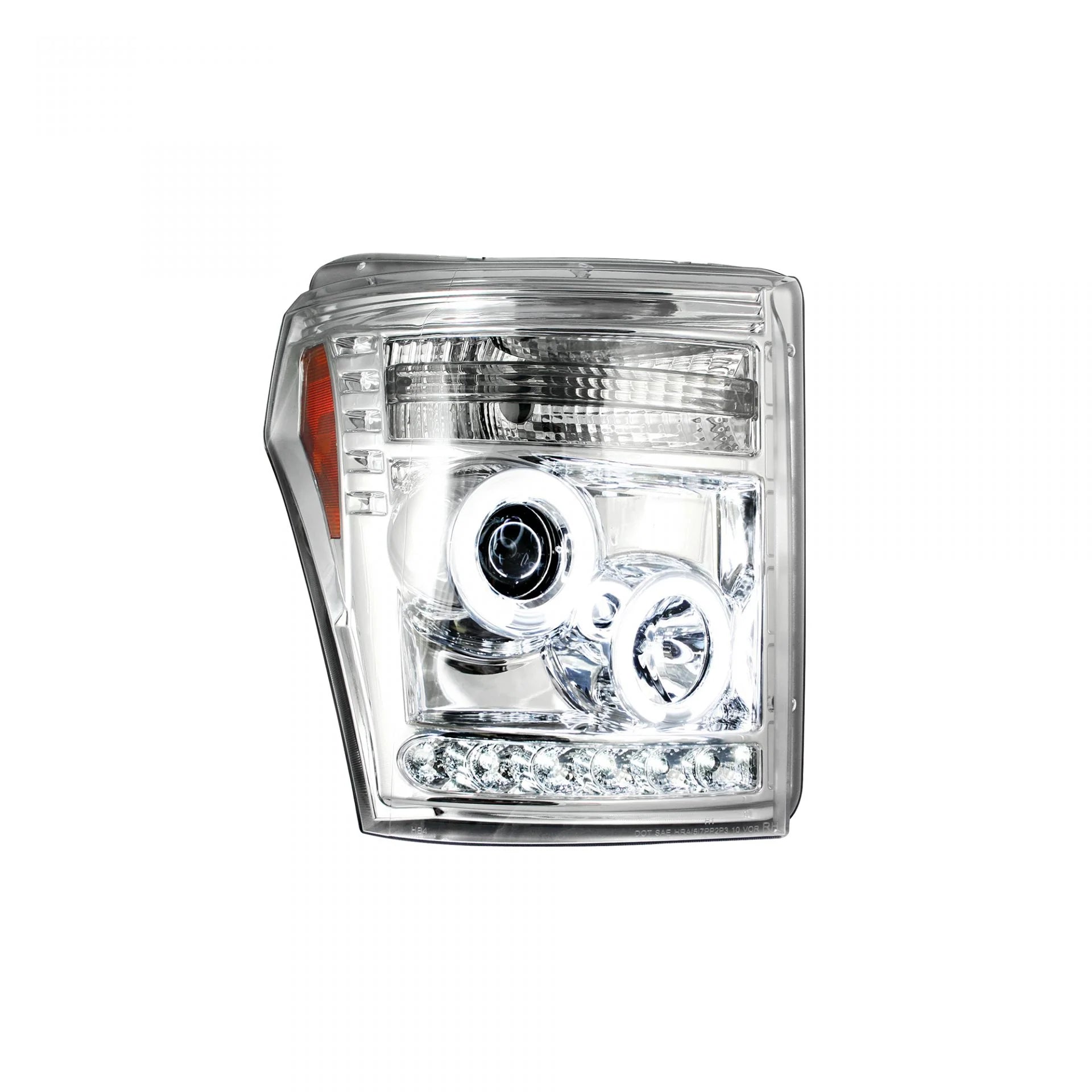 Ford Super Duty F250 F350 F450 F550 2011-2016 Projector Headlights with CCFL Halo Rings & DRL - Clear/Chrome Options for Off-Road & Night Driving