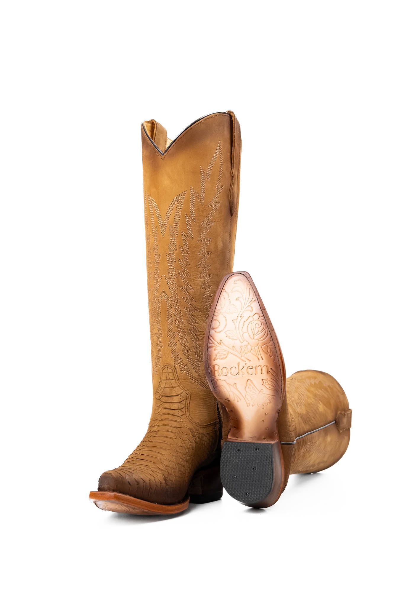 Presley Matte Python Tall Snip Toe Cowgirl Boots for Women - Western Fashion Riding Boots with Pointed Toe | Perfect for Country Concerts, Rodeos & Cowgirl Outfits
