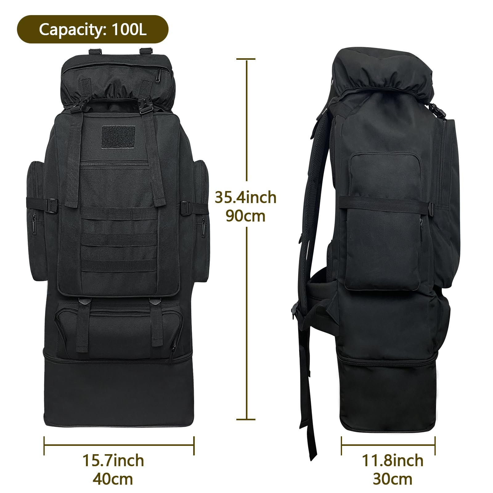 Wesoke 80L 100L Waterproof Large Camping Backpack for Men & Women - Military Tactical Hiking Rucksack for Outdoor Travel, Backpacking & Adventure | Perfect for Camping Trips, Hiking Expeditions & Travel Gear