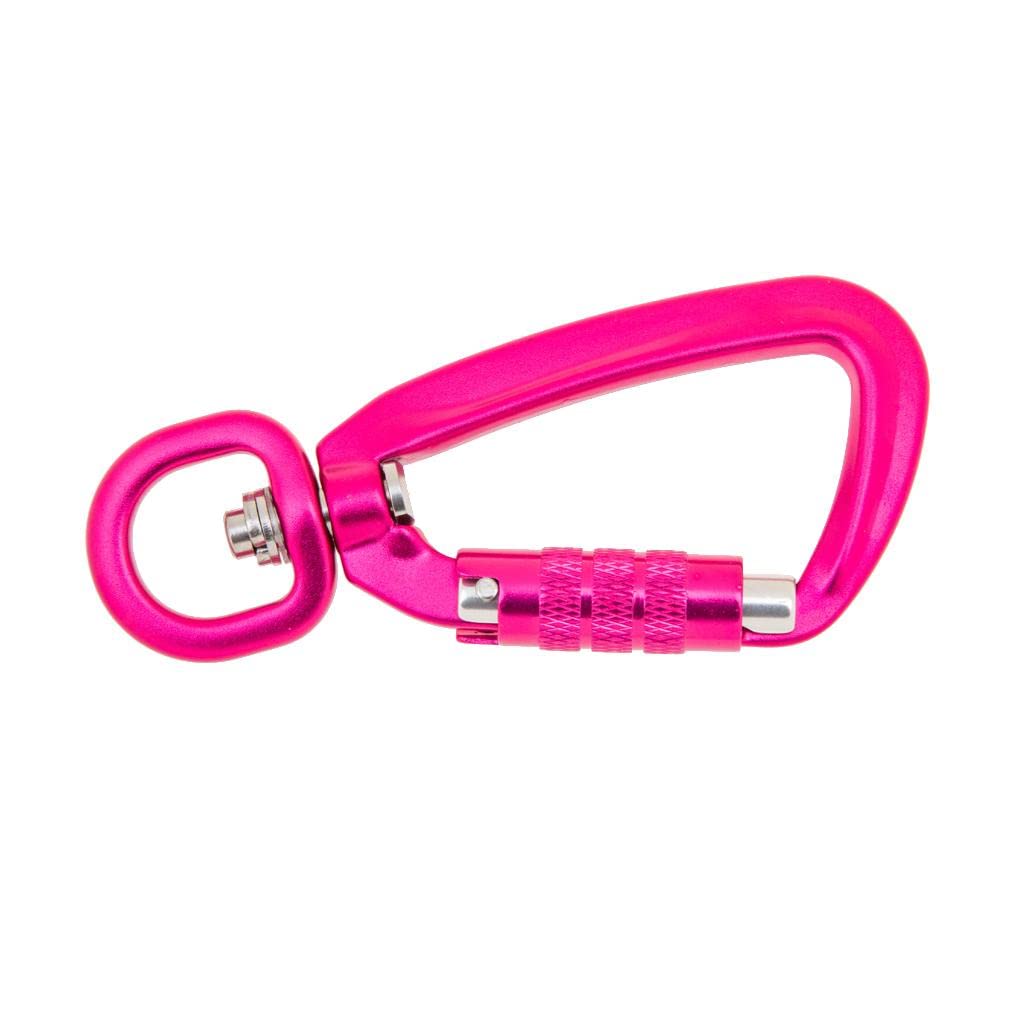 Self Locking Carabiner Clip - Heavy Duty D-Ring Keychain Hook with Rotating Ring for Outdoor Hiking, Camping, Hammock, Backpack & Gear Organization (2 Pack)