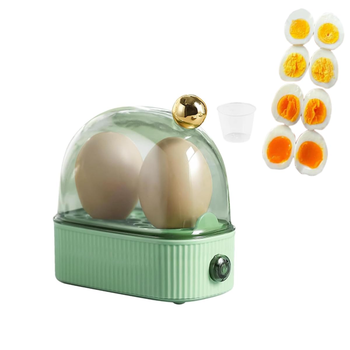 Electric Egg Cooker for Hard Boiled Eggs - 2 Egg Capacity Rapid Steamer with Timer, Detachable Kitchen Appliance for Breakfast Meal Prep (Green) - Perfect for Quick Breakfasts, Healthy Snacks & Keto Diet