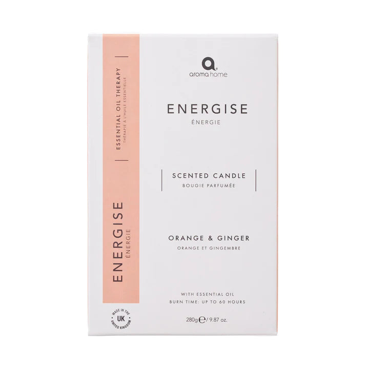 Energizing Aromatherapy Candle - Orange & Ginger Scent, 280g for Home Relaxation, Yoga & Stress Relief
