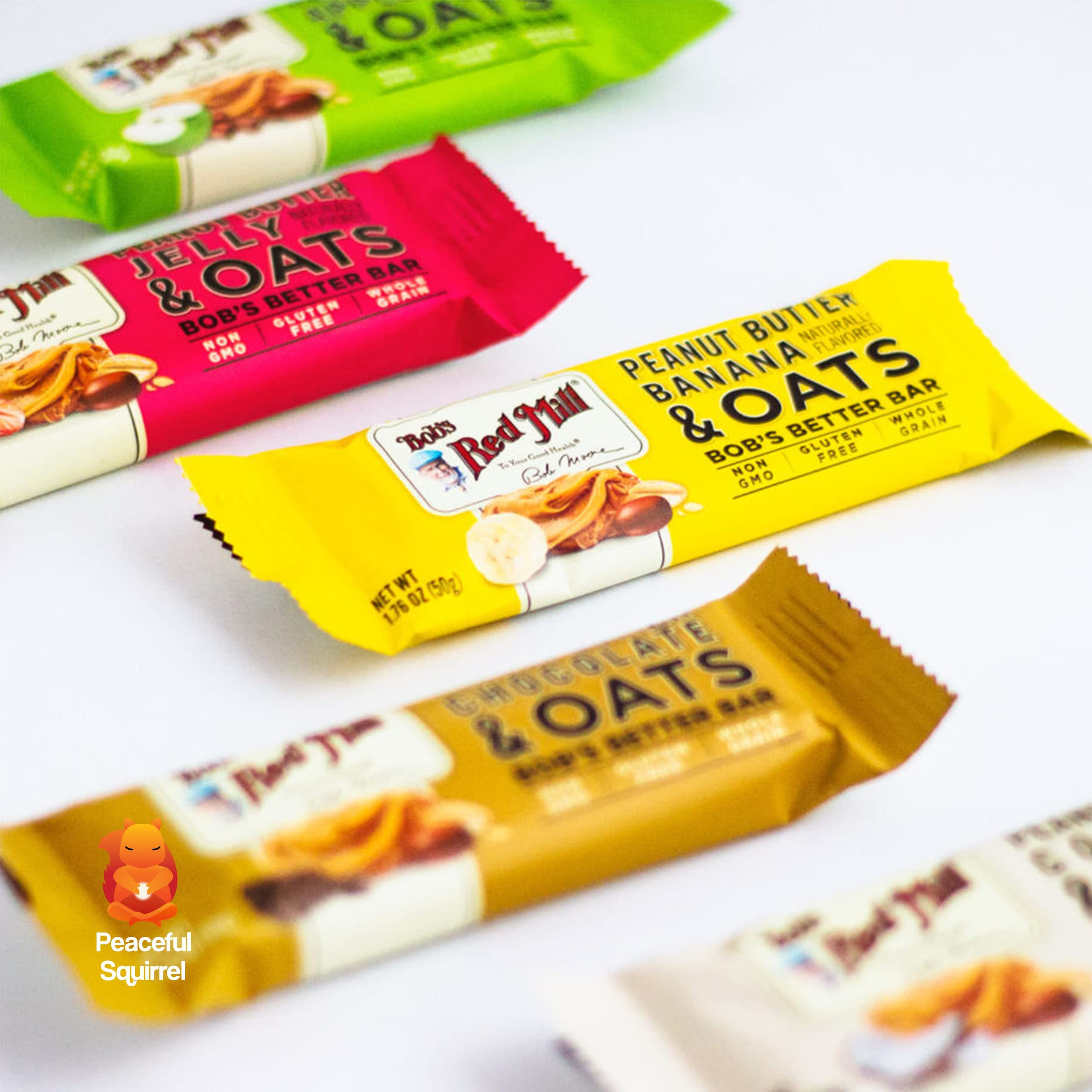 Bob's Red Mill Peanut Butter Oat Bars - 10 Pack (5 Flavors) | Gluten Free, Non-GMO Snacks | 1.76oz Protein Bars for Hiking, School Lunches & Healthy On-the-Go Breakfast