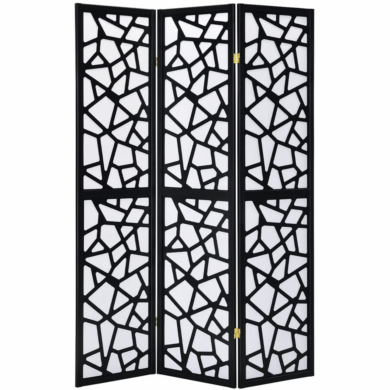 Legacy Decor 3-Panel Black Mosaic Room Divider Privacy Screen - Perfect for Home Office, Bedroom Partition & Living Room Decor