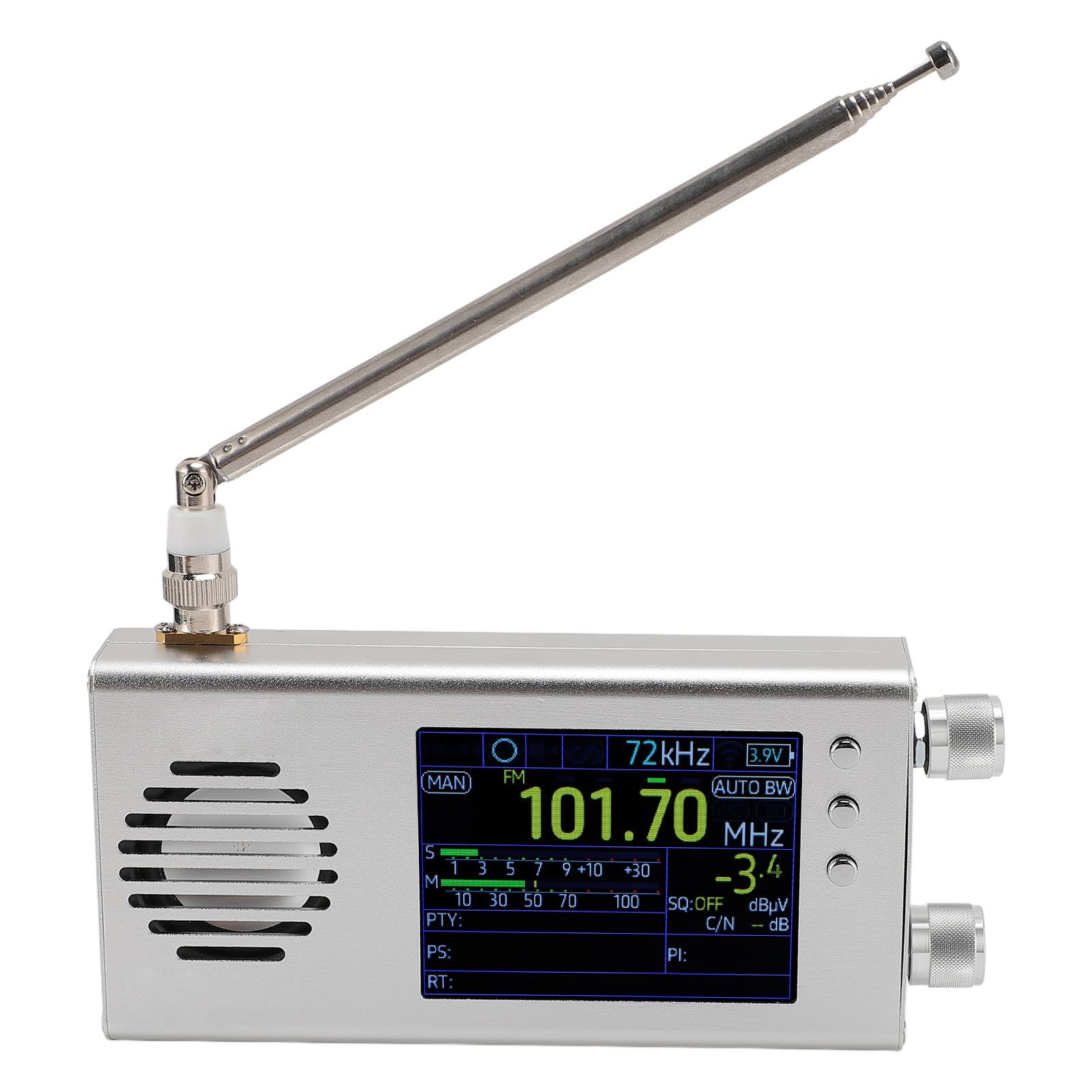 Portable Shortwave Radio - AM/FM/SW/CB/VHF/UHF/WX/AIR/LW/MW Full Band Receiver with SSB, 5000mAh Rechargeable Battery, Stereo Speaker & Antenna - Perfect for Emergency Preparedness, Camping, Travel & Outdoor Adventures (Silver)