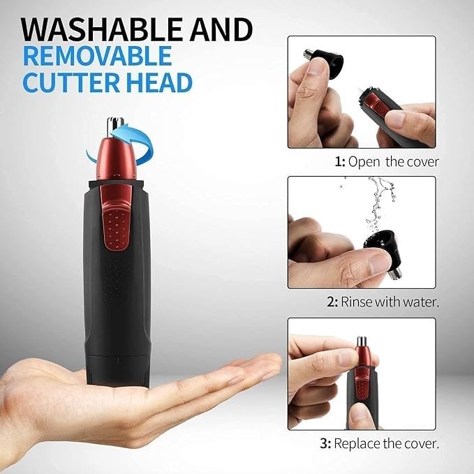 Professional Nose & Ear Hair Trimmer for Men & Women - Waterproof, Rechargeable, Stainless Steel Dual Blades - Perfect Gifts for Dad & Boyfriend - Ideal for Travel, Home & Personal Grooming