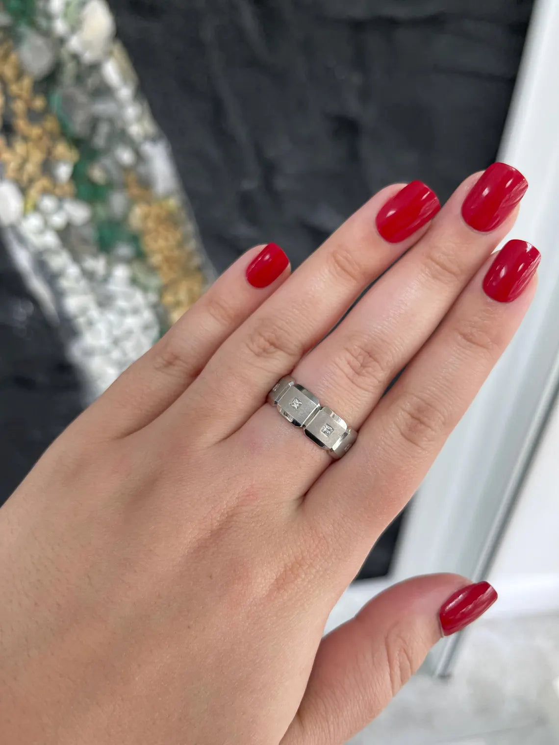 0.25ct Palladium Men's Princess Cut Diamond Wedding Band Ring - Elegant Promise Ring for Engagement, Anniversary & Special Occasions