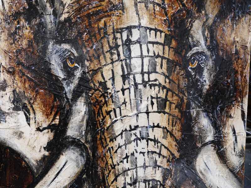 Abstract Realism African Elephant Wall Art - Handmade Canvas Painting for Home & Office Decor - Perfect for Living Room, Bedroom, or Gift