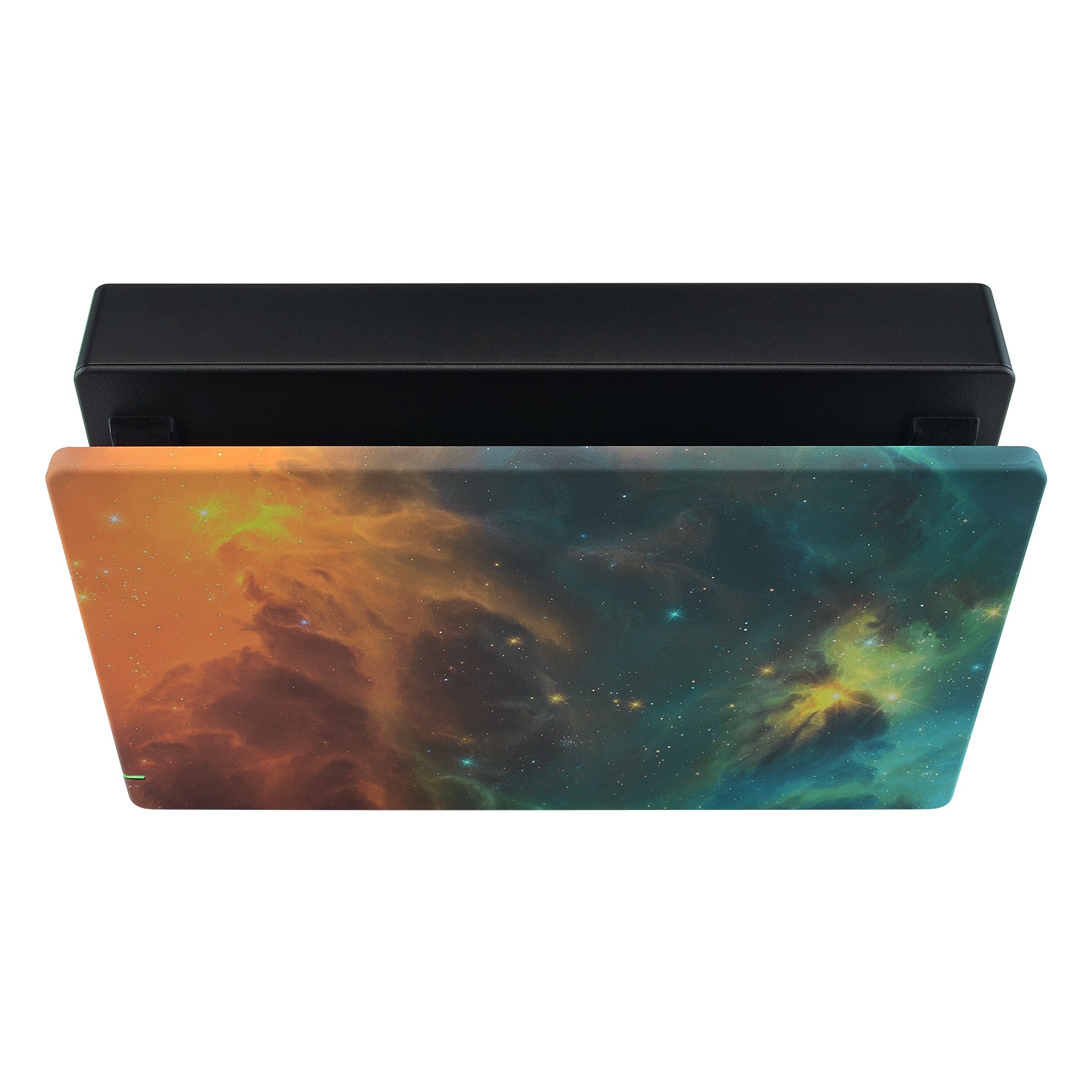 eXtremeRate Soft Touch Grip Faceplate for Nintendo Switch Dock - Orange Star Universe Design, DIY Replacement Housing Shell (Dock Not Included) | Perfect for Gaming Setups & Home Decor