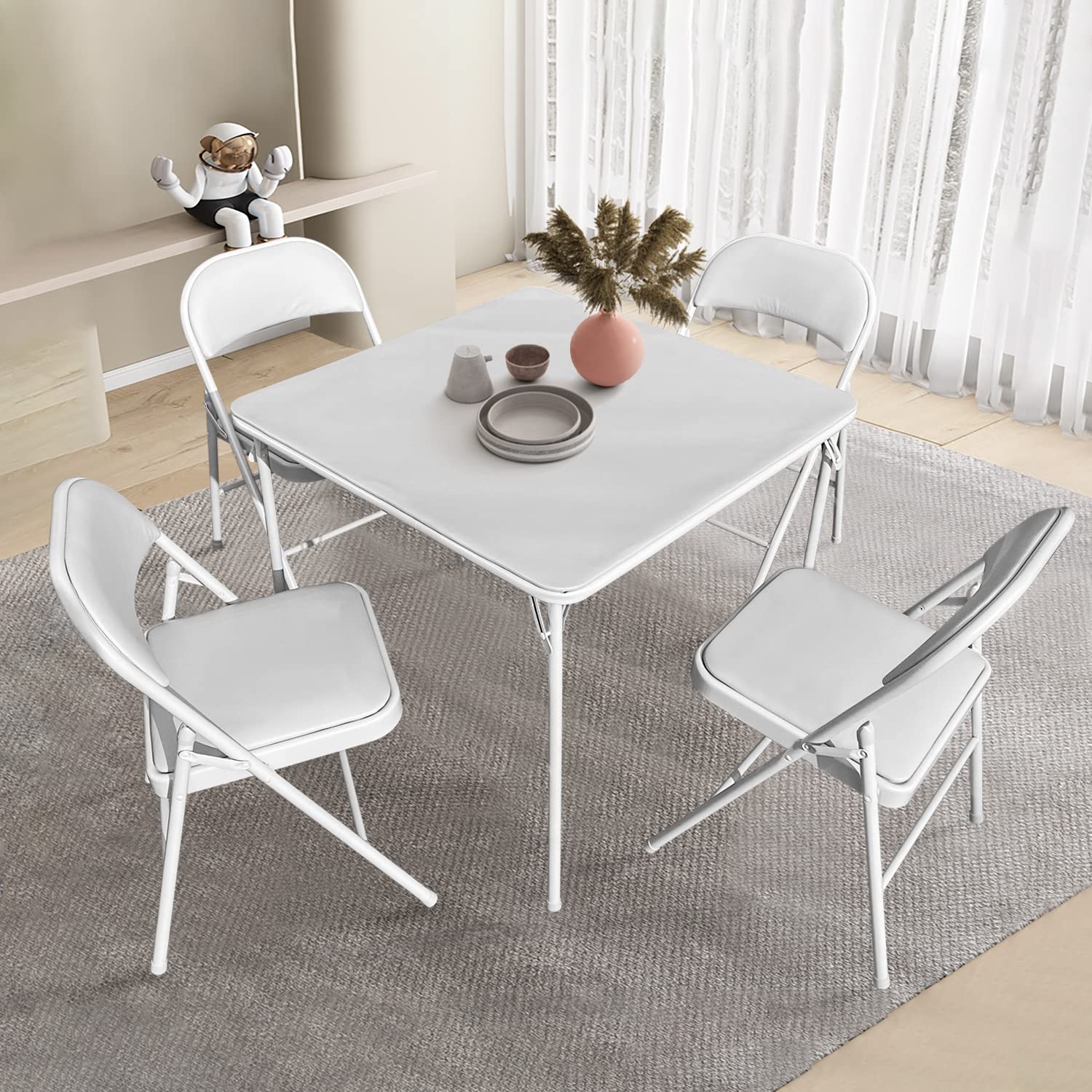 BOOSDEN 2.6ft Square Foldable Table - Lightweight Collapsible Card Table for Indoor & Outdoor Use | Portable Folding Table Perfect for Camping, Dining, Picnics, Parties & Home Office (White)