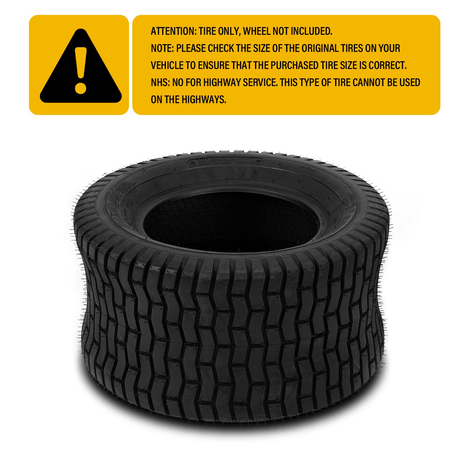 24x12.00-12 6-Ply Tubeless Lawn Mower Tractor & Golf Cart Tires - Heavy Duty Garden Turf Tires (Set of 2) - Perfect for Lawn Care, Golf Courses & Agricultural Use