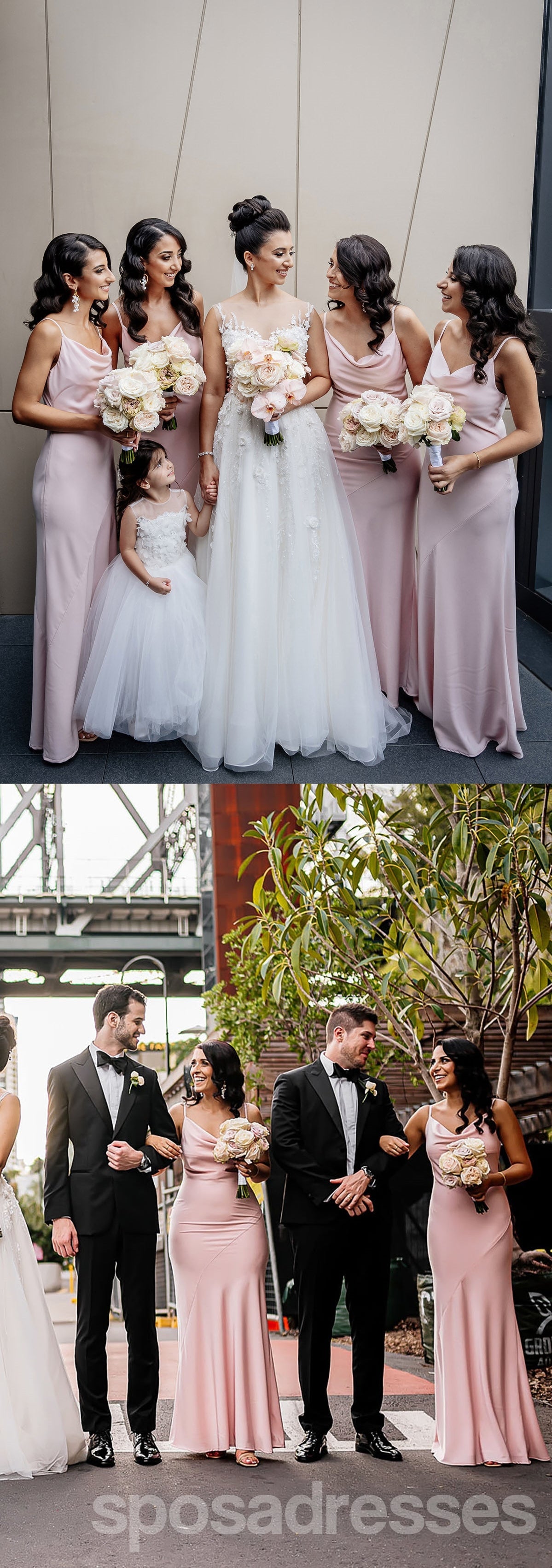 Elegant Pink Mermaid Spaghetti Straps Maxi Long Wedding Guest Bridesmaid Dresses WG1719 | Formal Evening Gowns for Prom, Party & Special Occasions