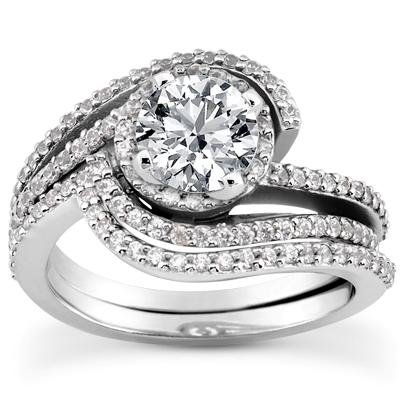 1.47 Carat TW Round Diamond Engagement Ring Set - Modern Style with Form Fit Matching Wedding Band for Proposal, Anniversary & Bridal Jewelry