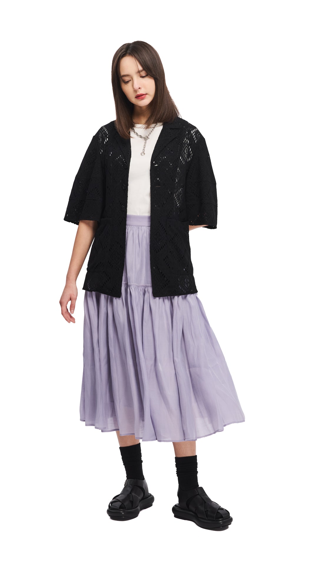 Transparent Gypsy Skirt for Women - Bohemian Flowy Maxi Skirt with Slit - Perfect for Beach, Festival, and Summer Outfits