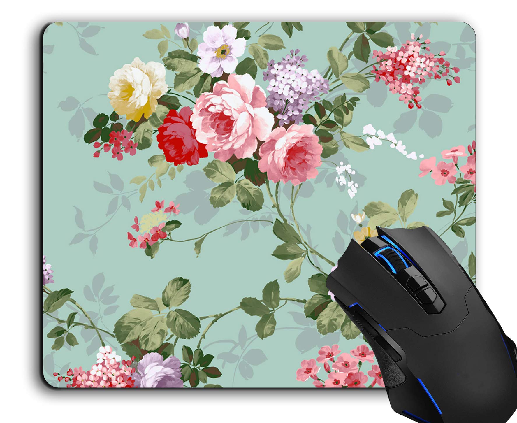 Vintage Pink Red Roses Mouse Pad - Non-Slip Rubber Base Computer Desk Accessory for Laptop & PC - Perfect for Office, Gaming & Home Workspace Decor