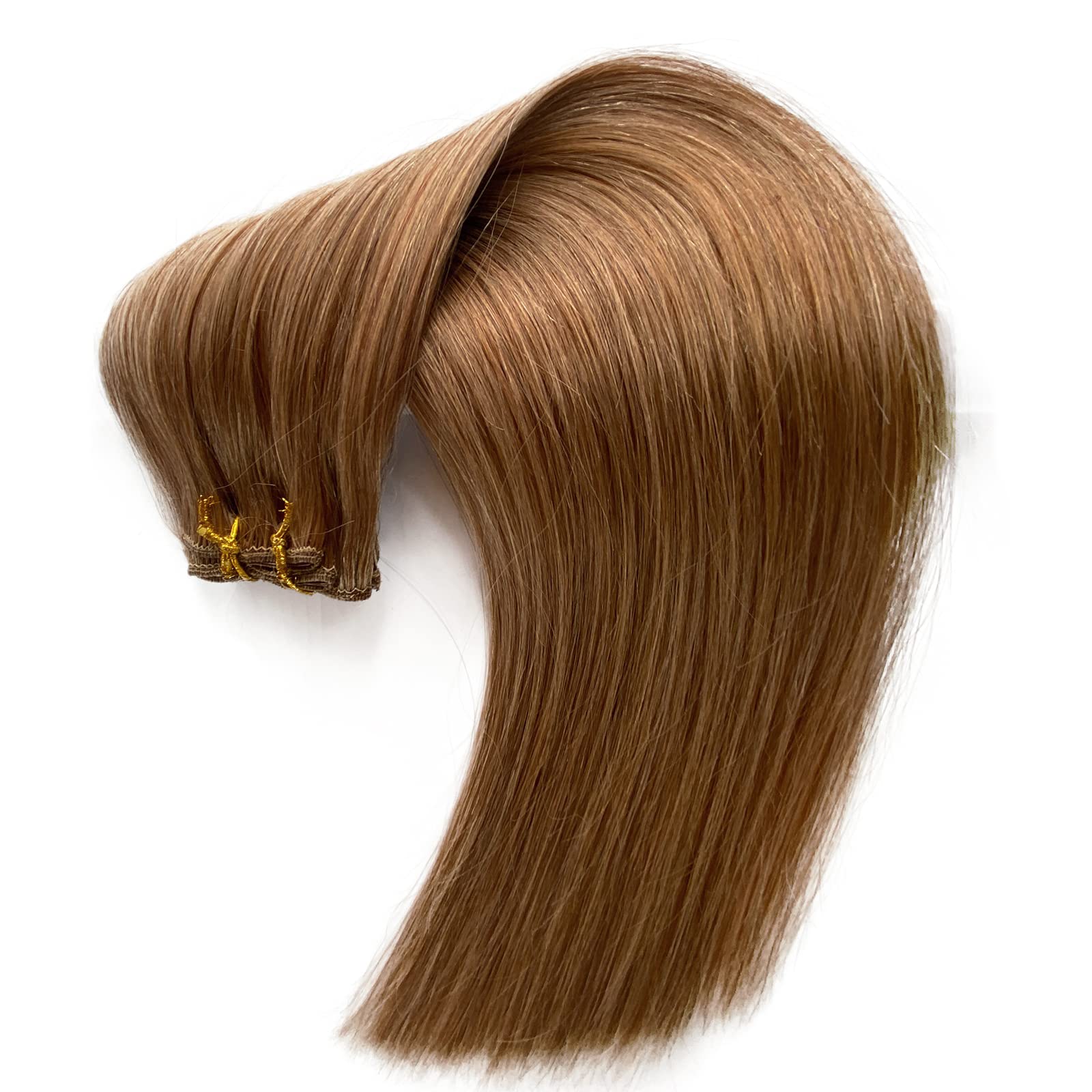 Premium 18 Inch Golden Brown Clip-In Human Hair Extensions for Women - 7 Pieces 70g Straight Double Weft Remy Hair - Natural Look for Volume & Length - Perfect for Daily Wear, Parties & Special Occasions