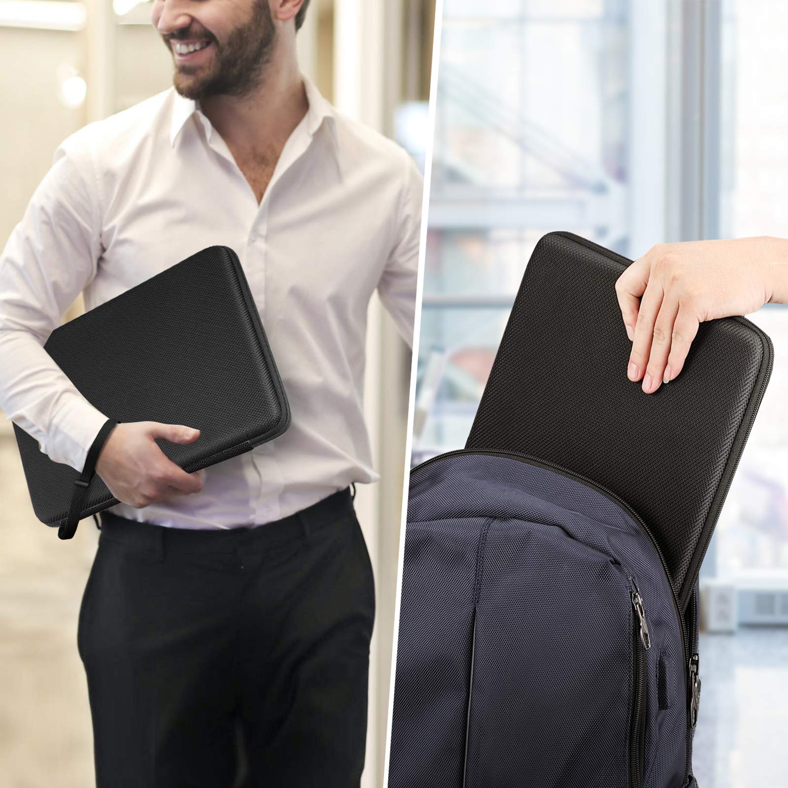 FINPAC 13-14 Inch Hard Laptop Sleeve with Accessory Pouch - Compatible with MacBook Air M4 2025/M3 2024, MacBook Pro M4/M3/M2 & Surface Laptop - Waterproof Protective Case (Black) - Perfect for Travel, Office & School Use