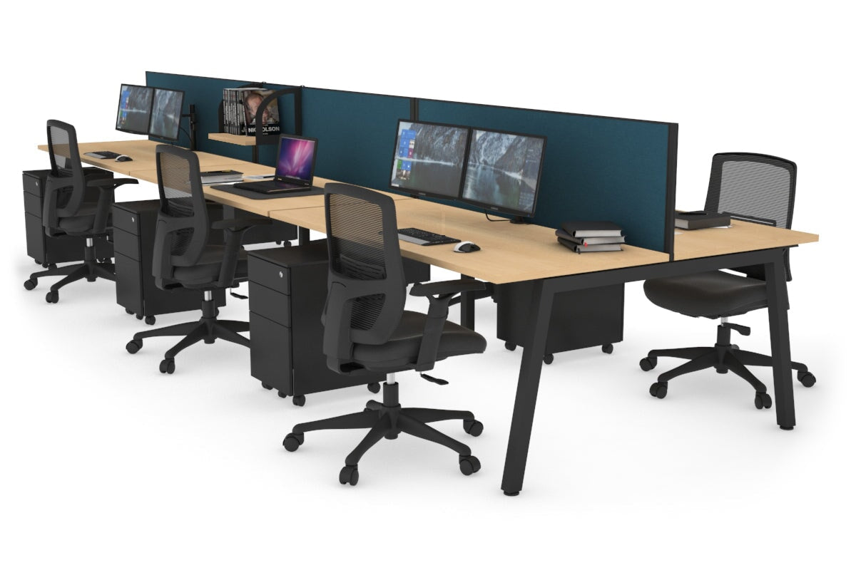 Quadro 6-Person Office Workstation Desk - 1600L x 700W Dimensions - Perfect for Team Collaboration, Conference Rooms & Open Office Spaces