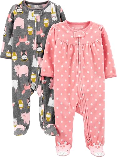 Charcoal Forest Animals/Light Pink Dots