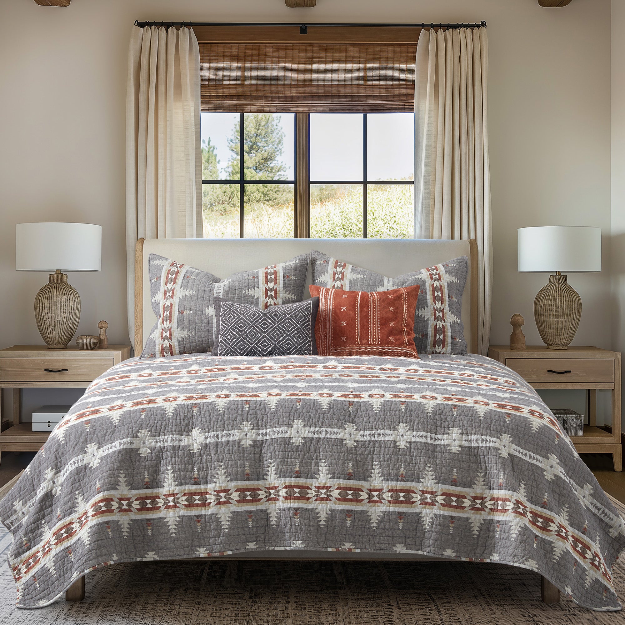 Premium Corrales Quilt Set - Soft Bedding Collection for Queen/King Size Beds - Breathable Cotton Comforter with Stylish Western Design - Perfect for Cozy Bedrooms, Guest Rooms & Ranch Style Homes