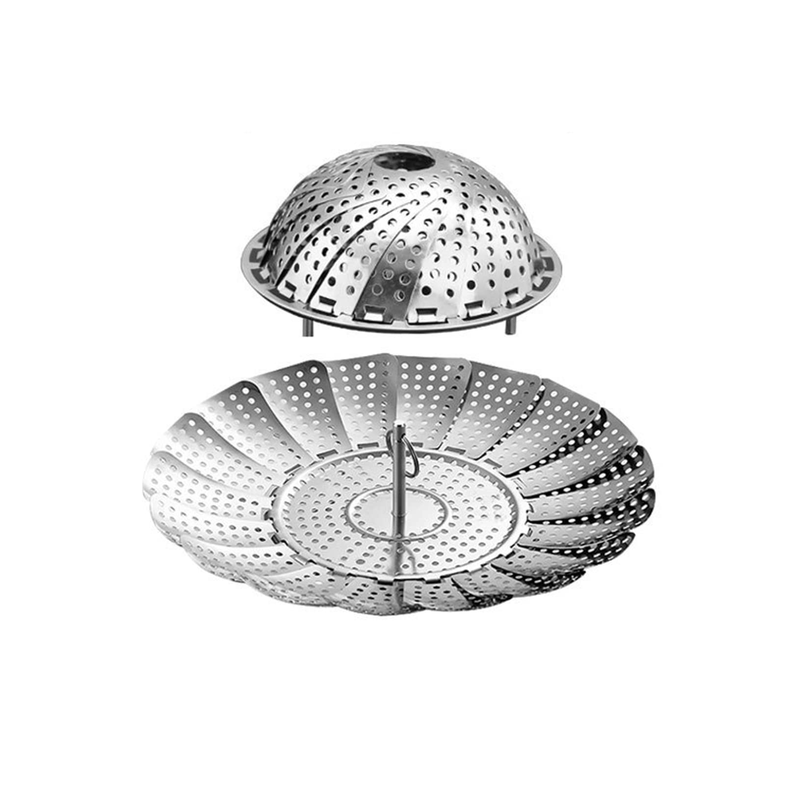 2-Pack Stainless Steel Expandable Vegetable Steamer Basket - Folding Design Fits 7