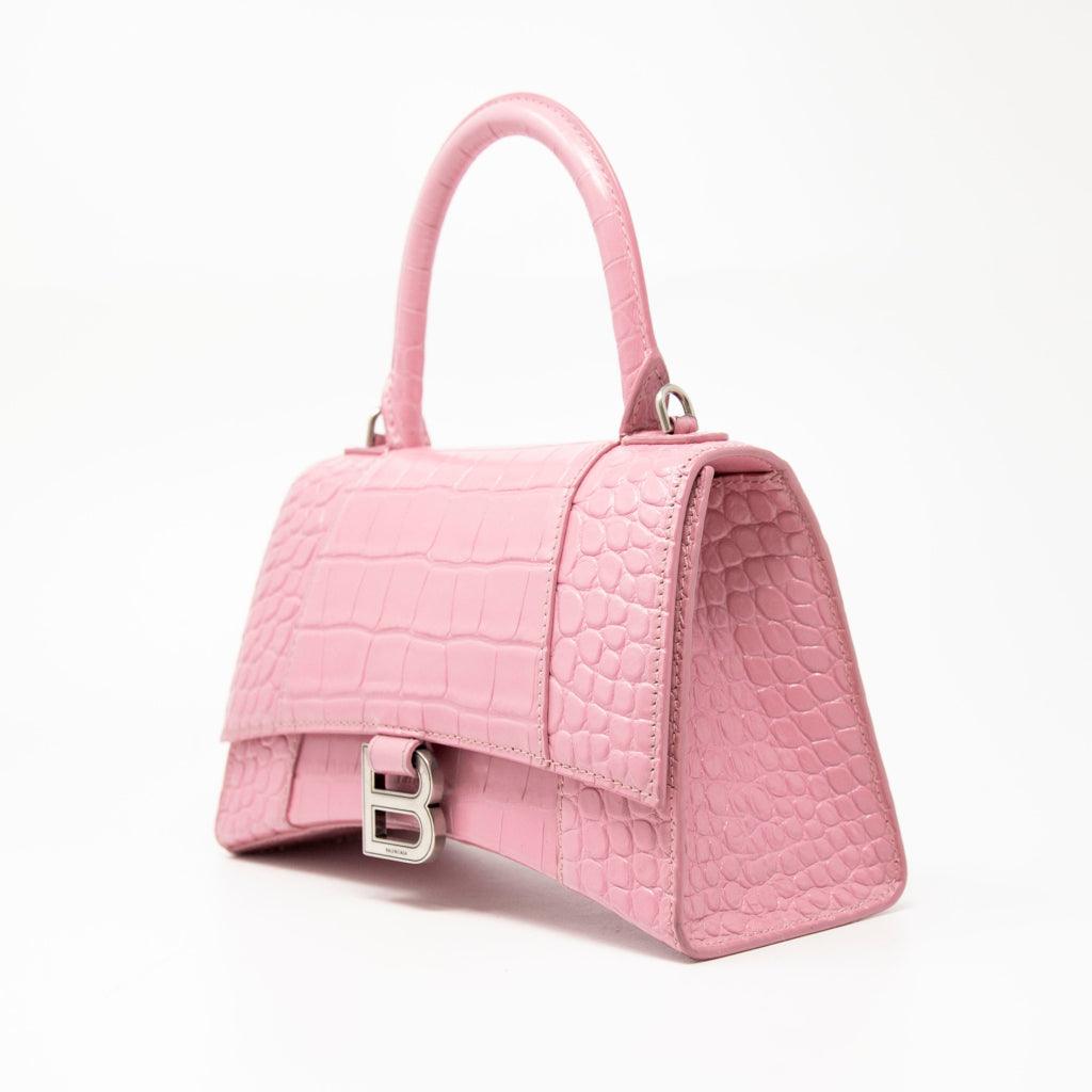 Balenciaga Small Pink Crocodile Hourglass Bag - Luxury Designer Handbag for Women, Perfect for Parties, Dates & Evening Events