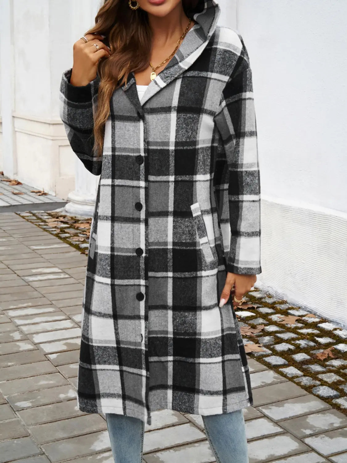 Stylish Plaid Long Sleeve Hooded Coat for Men & Women | Warm Winter Jacket for Outdoor Activities, Hiking & Casual Wear