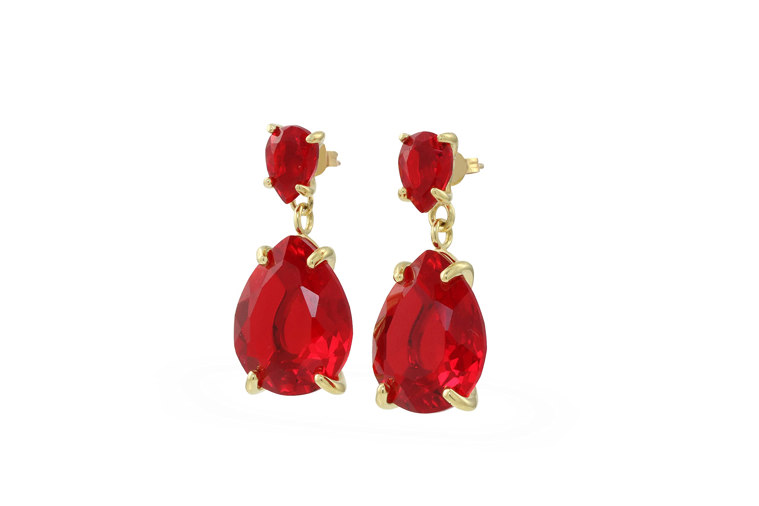 Handmade Anemone Teardrop Ruby Dangle Earrings for Women - Vibrant Statement Birthstone Jewelry - Customizable Anniversary & Birthday Gifts - Perfect for Weddings, Parties and Special Occasions