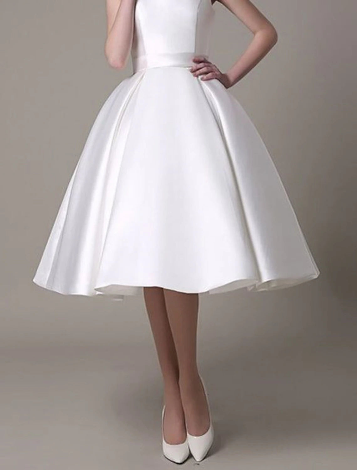 Elegant A-Line Cocktail Dress for Wedding Guest, Party & Special Occasions - Knee Length Sleeveless Square Neck Satin Dress with Pleats | Perfect for Evening Events, Bridal Showers & Formal Gatherings
